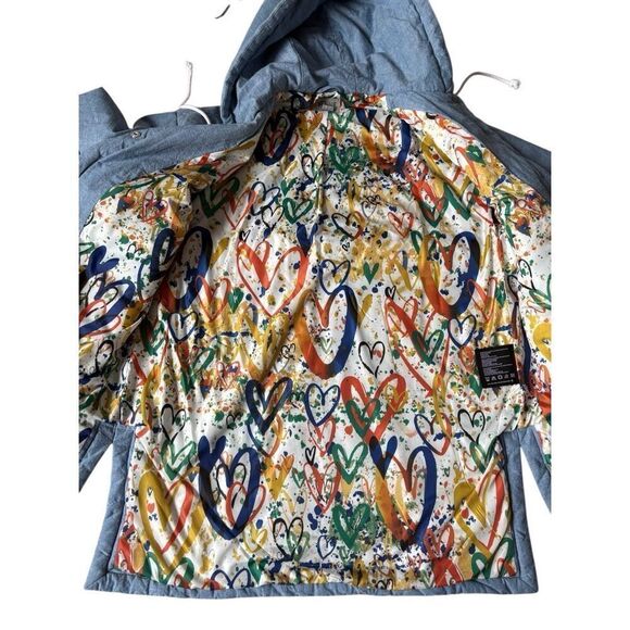 Bernie Bernardo Out And About Hooded Cotton Denim Jacket size S Oversized Blue - Picture 11 of 14
